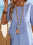 Casual Linen Blend Loose Striped T-Shirt