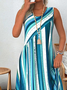 Crew Neck Casual Loose Gradient Pattern Dress With No