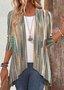 Women's Striped Print Casual Long Sleeve Cardigan