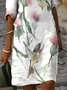 Women's Floral Spring Print V Neck Dress