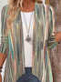 Women's Striped Print Casual Long Sleeve Cardigan