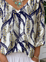 Casual Gradient Pattern V Neck Loose T-Shirt
