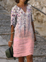 Women's Floral Spring Print V Neck Dress