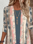 Women's Striped Print Casual Long Sleeve Cardigan
