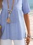 Casual Linen Blend Loose Striped T-Shirt