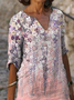 Women's Floral Spring Print V Neck Dress