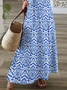 Women's Geometric Spring Print V-Neck Short Sleeve Slit Dress
