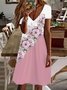 Women's Floral Spring Print Casual V-Neck Short Sleeve Dress