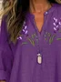 Casual Floral Shawl Collar Blouse