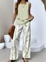 Casual Crew Neck Regular Fit Two-Piece Set With No