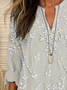 Women's Floral Print Casual V-Neck Shirt
