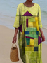 Casual Mid Sleeve Round Neck Dress