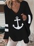 V Neck Loose Ombre Casual Sweatshirt