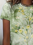 Women's Floral Print Casual Crew Neck Short Sleeve T-Shirt