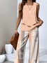 Multicolor Block Regular Fit Casual Two-Piece Set With No