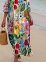 Printed Casual Mid Sleeve Round Neck Dress