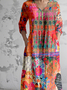 V Neck Casual Regular Fit Jersey Dress With No