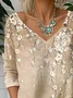 Casual V Neck Floral Loose T-Shirt