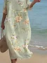 Printed Casual Mid Sleeve Round Neck Dress