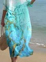 Printed Casual Mid Sleeve Round Neck Dress