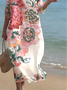 Printed Casual Mid Sleeve Round Neck Dress