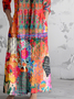V Neck Casual Regular Fit Jersey Dress With No