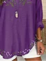 Casual Floral Shawl Collar Blouse