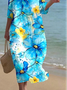 Printed Casual Mid Sleeve Round Neck Dress