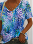 V Neck Casual Floral T-Shirt