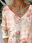 Casual Jersey Loose V Neck T-Shirt