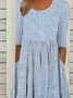 Women's Short Sleeve Summer Blue Striped Printing Crew Neck Daily Going Out Casual Maxi H-Line Shift Dress Dress