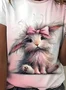 Women's Easter Cute Bunny Printed Round Neck Short Sleeve T-Shirt