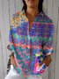 Casual Multicolor Block Loose Shirt Collar Shirt