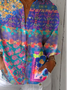 Casual Multicolor Block Loose Shirt Collar Shirt
