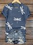 Floral Regular Fit V Neck Casual T-Shirt