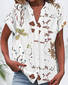 Women's Short Sleeve Shirt Summer Black Floral Buckle V Neck Daily Going Out Casual Top