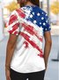 Crew Neck America Flag Casual Cotton T-Shirt