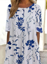 Women's Short Sleeve Summer White Floral Printing Crew Neck Daily Going Out Casual Maxi H-Line Shift Dress Dress