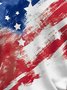 Crew Neck America Flag Casual Cotton T-Shirt