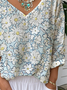 Print Casual V Neck Long Sleeve T-Shirt