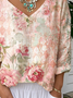 Casual Jersey Loose V Neck T-Shirt