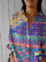 Casual Multicolor Block Loose Shirt Collar Shirt