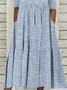 Women's Short Sleeve Summer Blue Striped Printing Crew Neck Daily Going Out Casual Maxi H-Line Shift Dress Dress