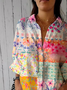 Loose Gradient Pattern Shirt Collar Casual Shirt