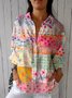 Loose Gradient Pattern Shirt Collar Casual Shirt