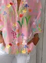 Women's Retro Floral Print Casual Cotton And Linen Shirt