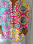 Multicolor Block Shirt Collar Casual Loose Shirt