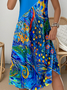 Simple Crew Neck Psychedelic Art Dress With No