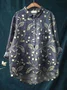 Women's Floral Spring Print Casual Half Collar Button-Down Shirt
