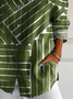 Women's Long Sleeve Shirt Spring/Fall Green Striped Buckle Shirt Collar Daily Going Out Casual Top